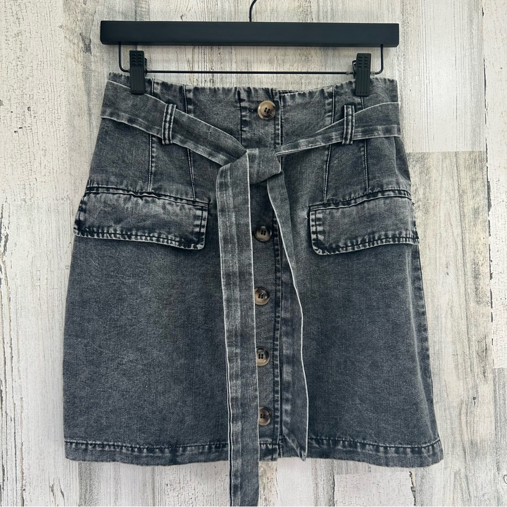 PROMESA Waylon Black Acid Wash Denim Mini NEW Skirt M